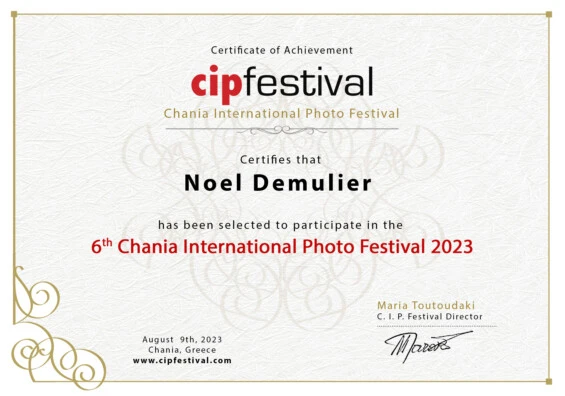 Certificat de participation au Festival International de la Photographie de Chania 2023